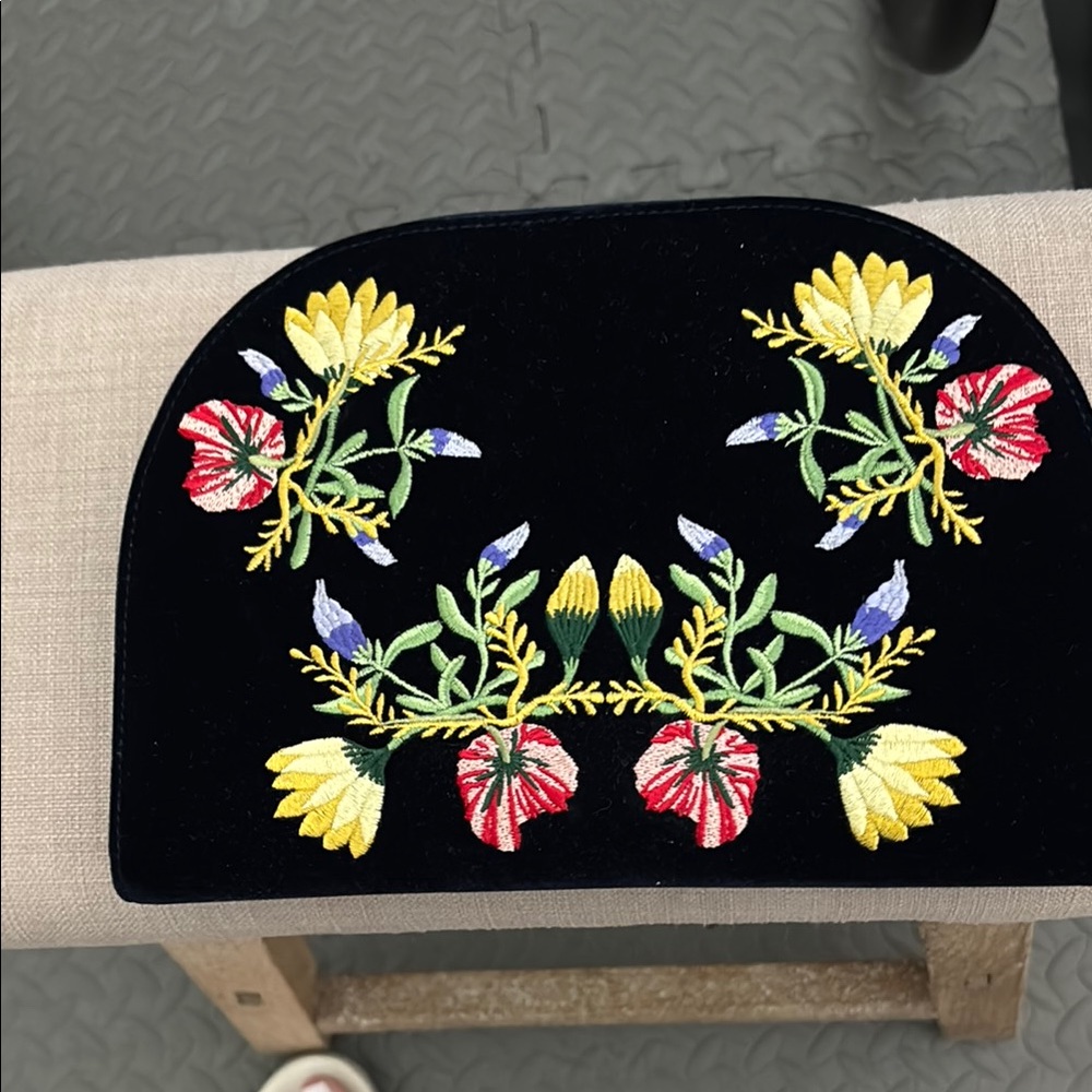 WOLF Black Laptop Case with Colorful Floral Embroidery